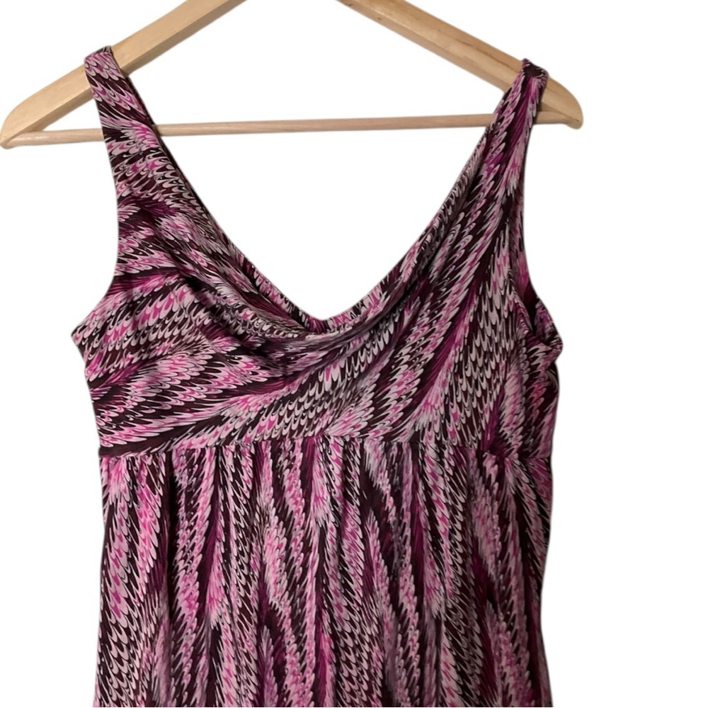Y2K Diane Von Furstenberg Pink Brown Swirl Silk Jersey Cowl Neck Dress 8 - Picture 3 of 4